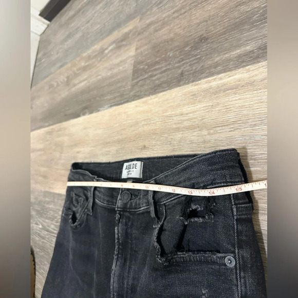 AGOLDE Black Skinny High Rise Crop Distressed Ripped Denim Jeans Size 32 - Picture 5 of 13